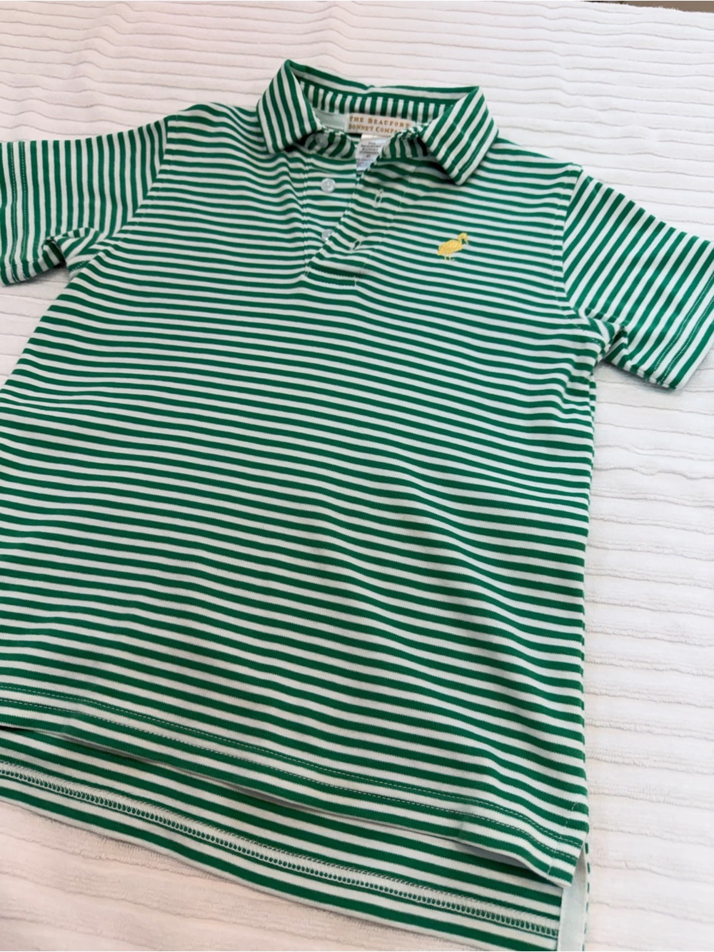 Beaufort Bonnet Prim and Proper Green Stripe Polo - 4T